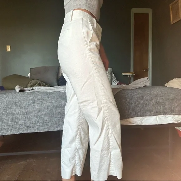 JCrew cropped white linen pants size 2. - Picture 3 of 10